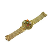 Chinese Gold on Sterling Silver Multi-Gem Set Locket Bracelet Antique c1890