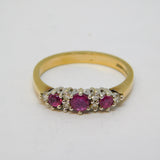 9ct Yellow Gold, Ruby & Diamond Set Dress Ring Vintage London