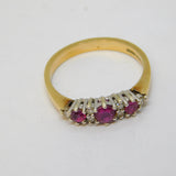 9ct Yellow Gold, Ruby & Diamond Set Dress Ring Vintage London