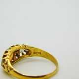 Victorian 18ct Yellow Gold, Cabochon Opal & 0.4ct Diamond Boat Ring Antique