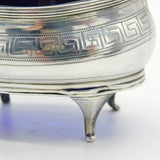 George III Sterling Silver Greek Key Pattern Salt Cellar Antique 1805 London