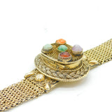 Chinese Gold on Sterling Silver Multi-Gem Set Locket Bracelet Antique c1890
