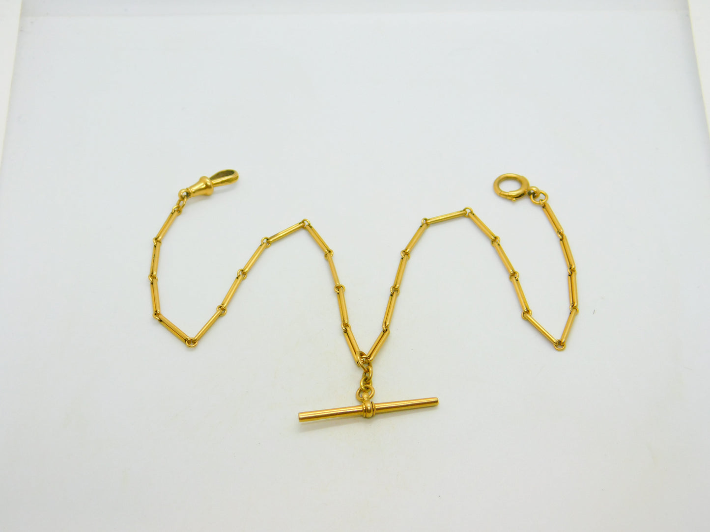 Victorian 18ct Yellow Gold Trombone Link Albertina Watch Chain Antique c1860