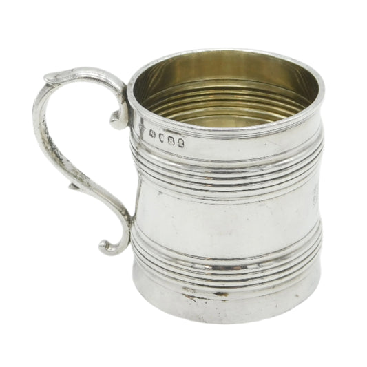 George III Sterling Silver Lined Pattern Christening Mug Antique 1812 London