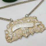 William IV Sterling Silver Bacchus Pattern Rum Decanter Label Antique 1835 Birmingham
