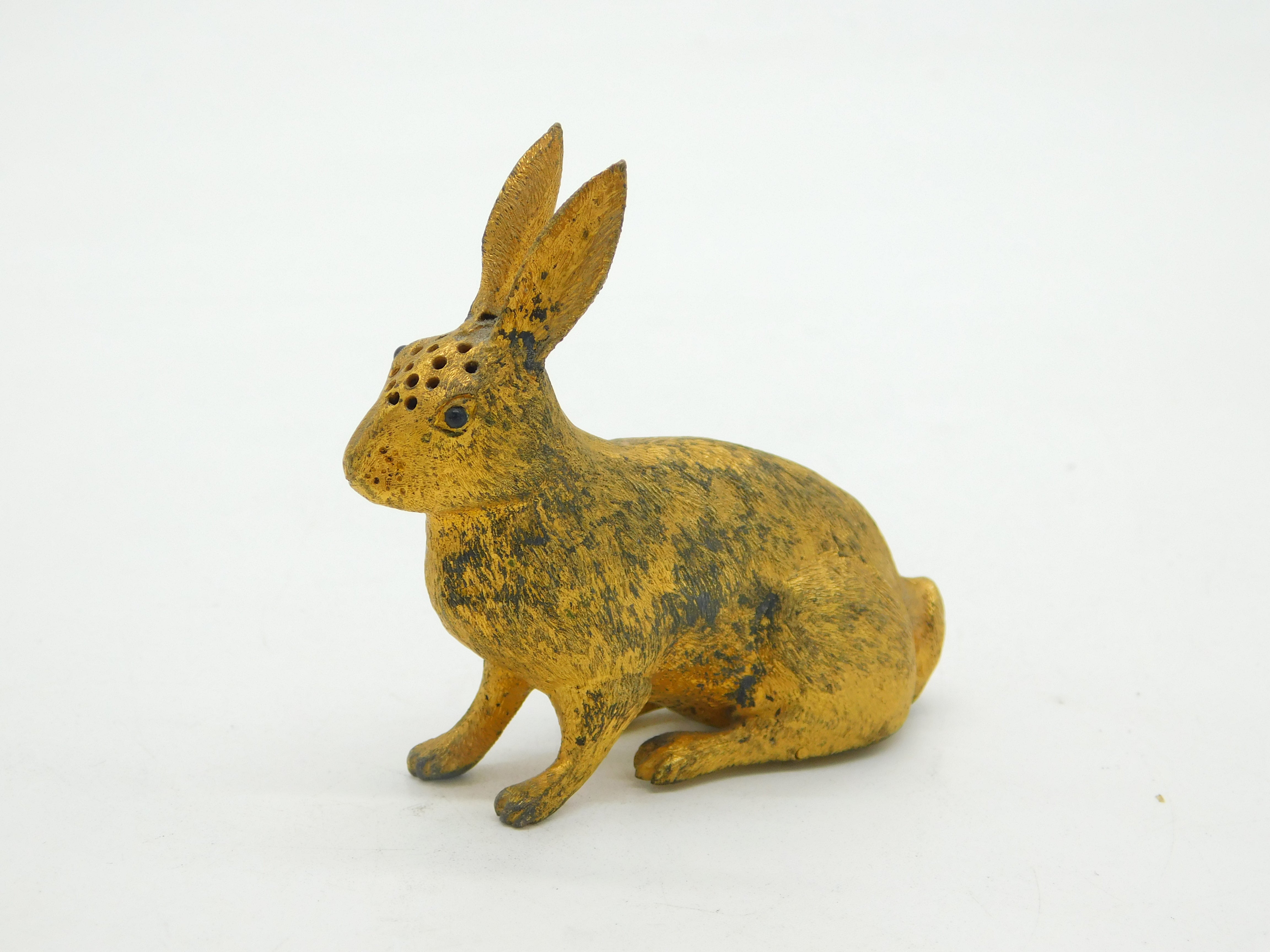 Edwardian Sterling Silver Gilt Bunny Rabbit Pepper Shaker Antique 1904 ...
