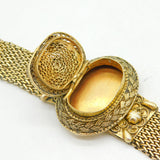 Chinese Gold on Sterling Silver Multi-Gem Set Locket Bracelet Antique c1890