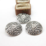 Victorian Set of Sterling Silver Dress Buttons Elizabethan Figure 1899 Antique