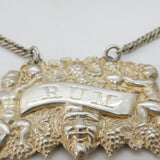 William IV Sterling Silver Bacchus Pattern Rum Decanter Label Antique 1835 Birmingham
