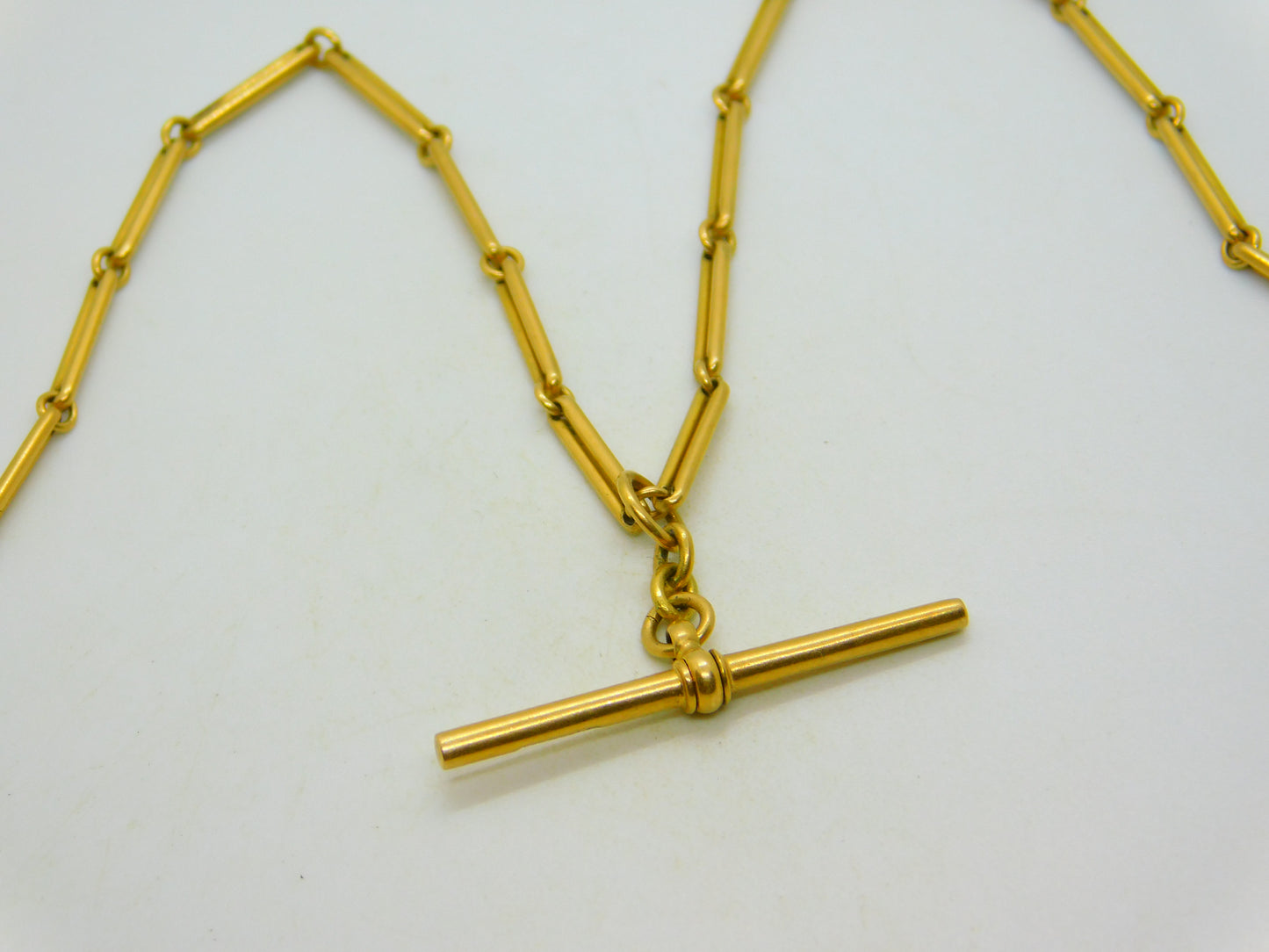Victorian 18ct Yellow Gold Trombone Link Albertina Watch Chain Antique c1860