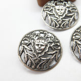 Victorian Set of Sterling Silver Dress Buttons Elizabethan Figure 1899 Antique
