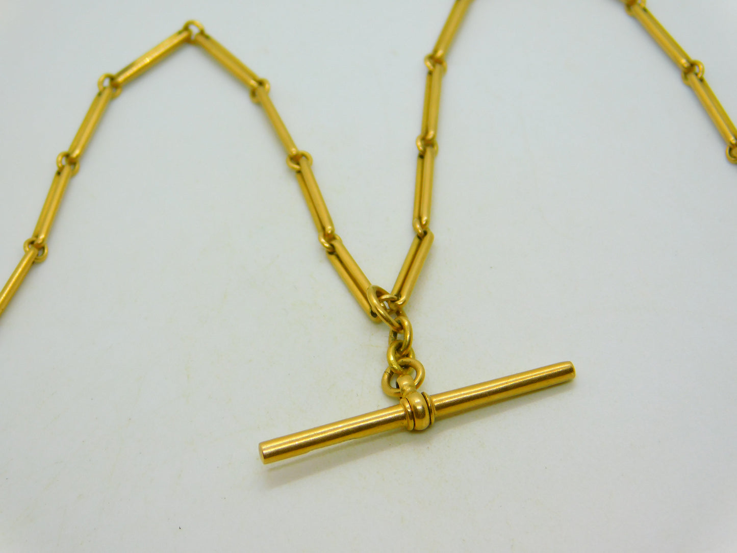Victorian 18ct Yellow Gold Trombone Link Albertina Watch Chain Antique c1860
