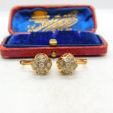 14ct Rose Gold Diamond Paste Drop Pendant Earrings Vintage Art Deco c1920