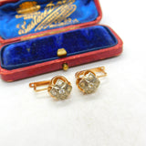 14ct Rose Gold Diamond Paste Drop Pendant Earrings Vintage Art Deco c1920