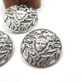 Victorian Set of Sterling Silver Dress Buttons Elizabethan Figure 1899 Antique
