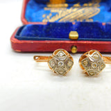 14ct Rose Gold Diamond Paste Drop Pendant Earrings Vintage Art Deco c1920