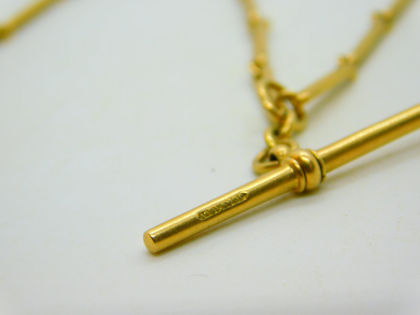 Victorian 18ct Yellow Gold Trombone Link Albertina Watch Chain Antique c1860