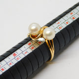 9ct Yellow Gold & Cultured Pearl Set Crossover Dress Ring Vintage Birmingham