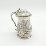 George III Sterling Silver Floral Embossed Lidded Tankard Antique 1773 London