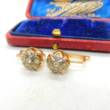 14ct Rose Gold Diamond Paste Drop Pendant Earrings Vintage Art Deco c1920