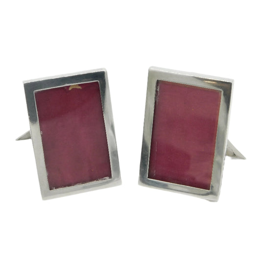 Edwardian Pair of Sterling Silver Miniature Portrait Picture Frames Antique 1908 Birmingham