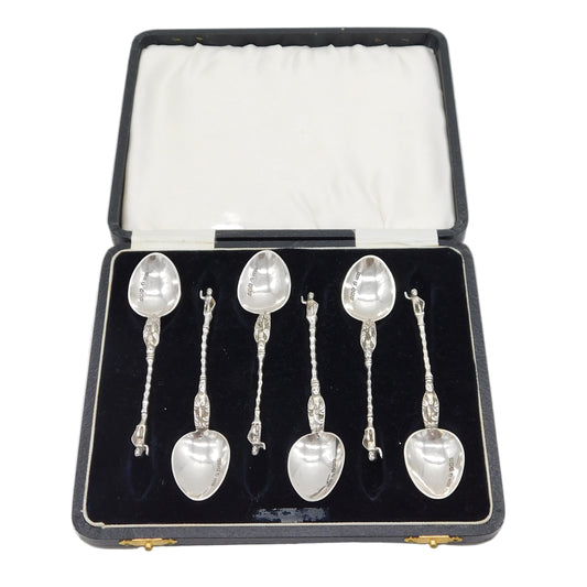 Victorian Boxed Set of Sterling Silver Apostle Teaspoons Antique 1900 Sheffield