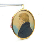 Georgian Watercolour On Card Framed Miniature Portrait Antique c1820 Gentleman