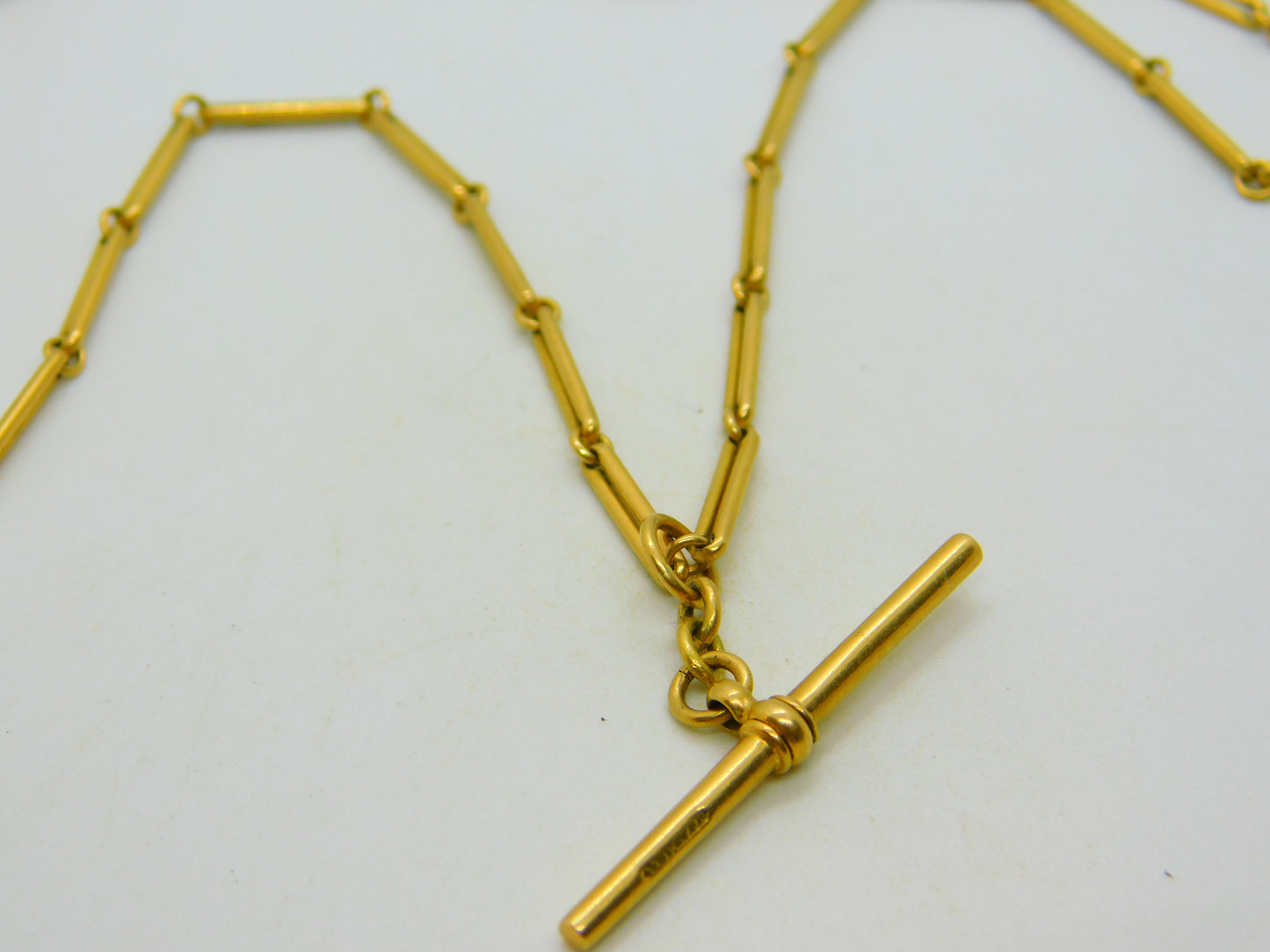 Victorian 18ct Yellow Gold Trombone Link Albertina Watch Chain Antique c1860