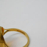 9ct Yellow Gold & Cabochon Baltic Amber Signet Ring Vintage Sheffield