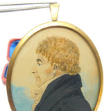 Georgian Watercolour On Card Framed Miniature Portrait Antique c1820 Gentleman