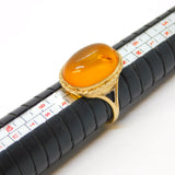 9ct Yellow Gold & Cabochon Baltic Amber Signet Ring Vintage Sheffield