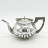 George III Sterling Silver Fluted Wooden Handle Teapot Antique 1800 London