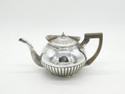 George III Sterling Silver Fluted Wooden Handle Teapot Antique 1800 London