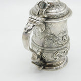 George III Sterling Silver Floral Embossed Lidded Tankard Antique 1773 London