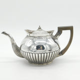 George III Sterling Silver Fluted Wooden Handle Teapot Antique 1800 London