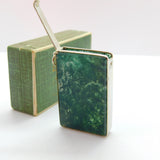 Edwardian Scottish Boxed Silver Plate & Moss Agate Vesta Case Antique c1910