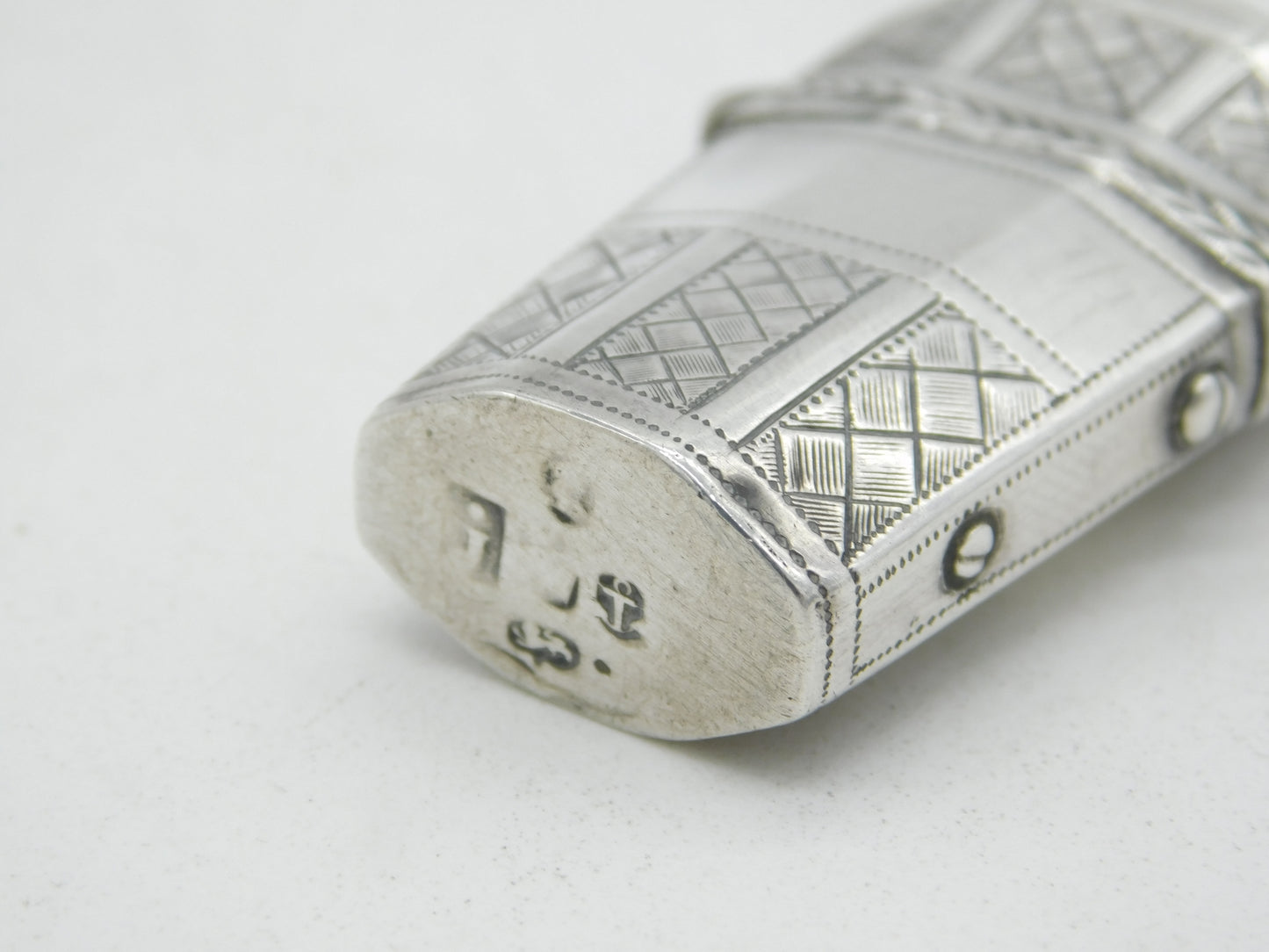 George III Sterling Silver Crossed Pattern Sewing Etui Antique 1807 Birmingham