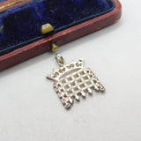 Sterling Silver 'Crowned Portcullis' British Parliament Symbol Charm Vintage