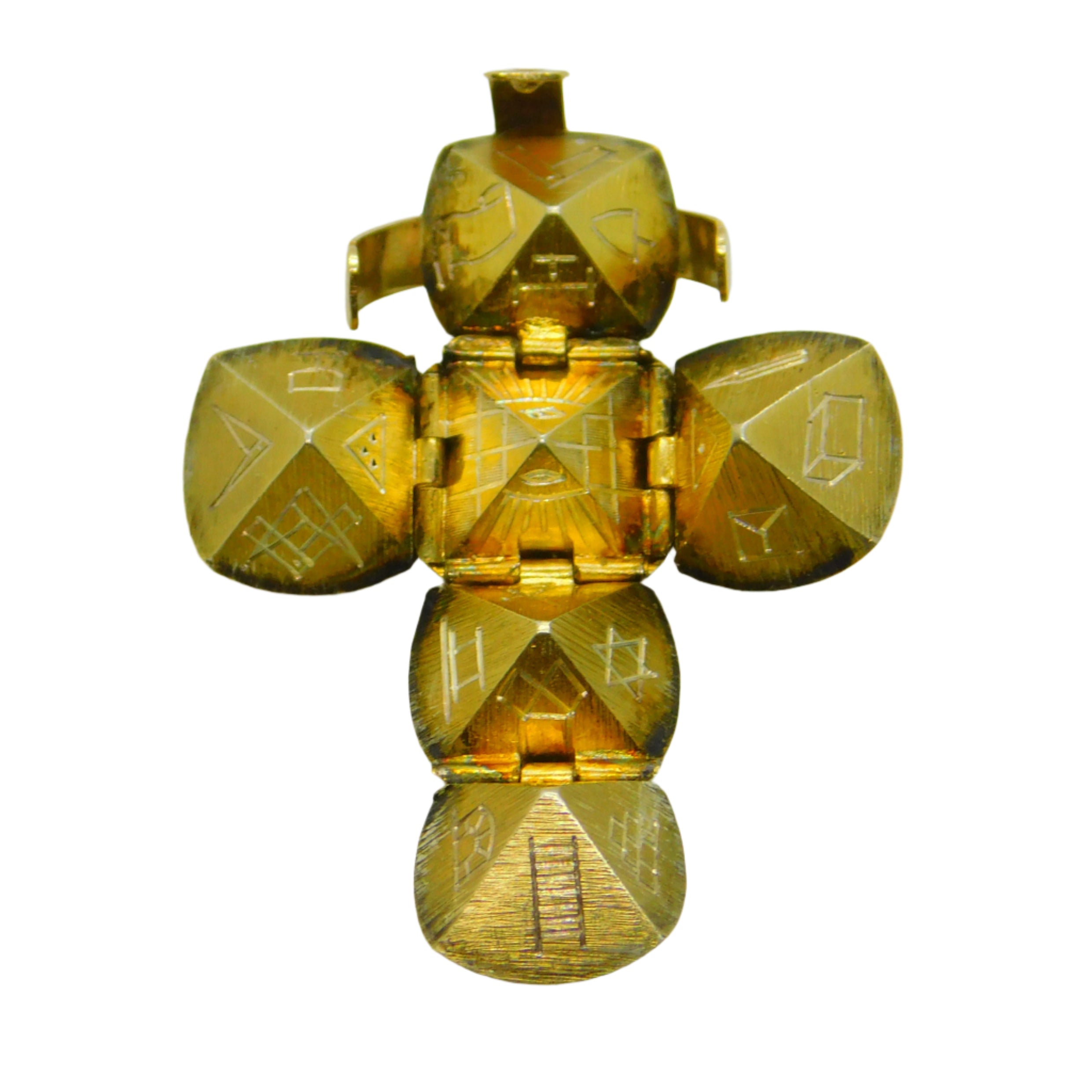 Gold Masonic Ball Fob Pendant