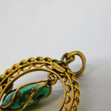 Victorian 9ct Yellow Gold & Turquoise Arts & Crafts Drop Pendant Antique
