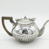 George III Sterling Silver Fluted Wooden Handle Teapot Antique 1800 London