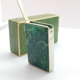 Edwardian Scottish Boxed Silver Plate & Moss Agate Vesta Case Antique c1910
