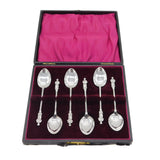 Edwardian Boxed Sterling Silver Apostle Teaspoon Set Antique 1905 Birmingham