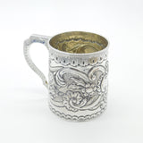 Georgian Sterling Silver Floral Repousse Tankard Mug Antique c1810 Inscribed