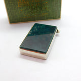Edwardian Scottish Boxed Silver Plate & Moss Agate Vesta Case Antique c1910