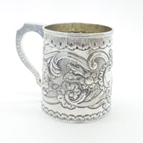 Georgian Sterling Silver Floral Repousse Tankard Mug Antique c1810 Inscribed