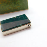 Edwardian Scottish Boxed Silver Plate & Moss Agate Vesta Case Antique c1910
