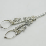 Sterling Silver Regency Couple & Floral Pattern Grape Scissors 1970 Vintage