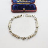 Victorian Sterling Silver Albertina Ball Link Chain Bracelet Antique c1880 7.5"