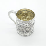 Georgian Sterling Silver Floral Repousse Tankard Mug Antique c1810 Inscribed